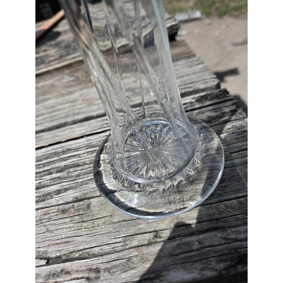 Twisted Ribbed Swung Spiral Vase Clear Glass 13" H Starburst Base - Picture 4 of 11